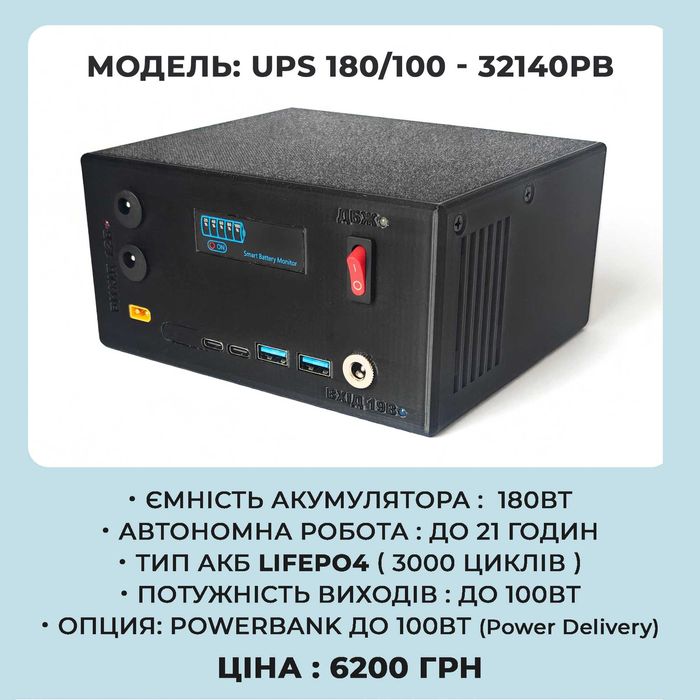 Безперебійник для роутера 180 Ват (LiFePo4)