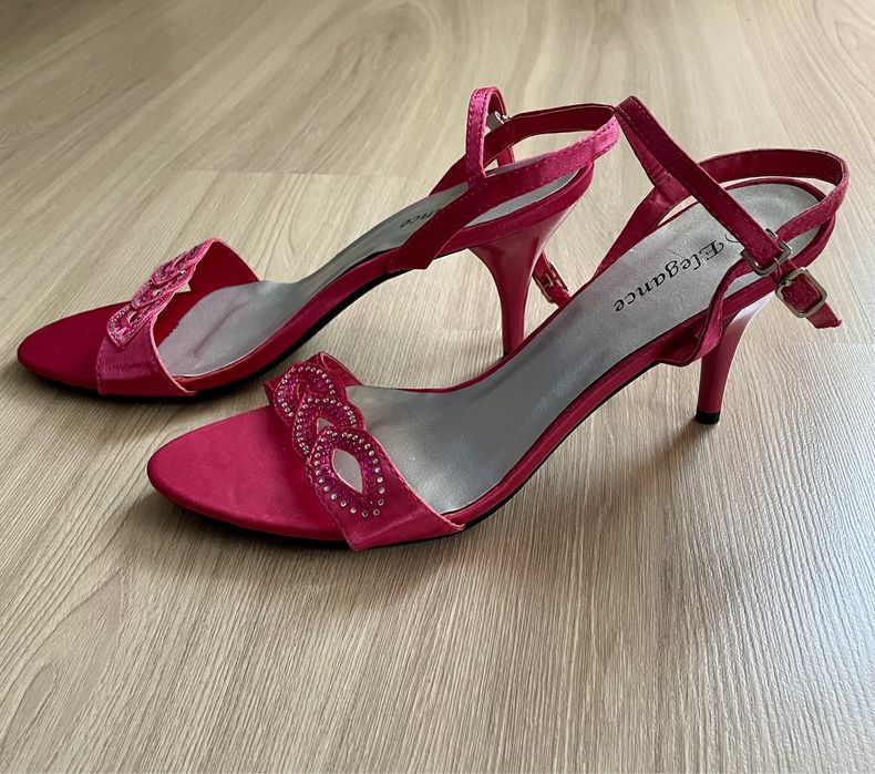 Sandałki na obcasie NOWE fuksja r. 39