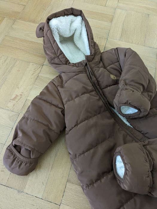 Jak nowy, z metką Kombinezon zimowy niemowlęcy h&m brązowy