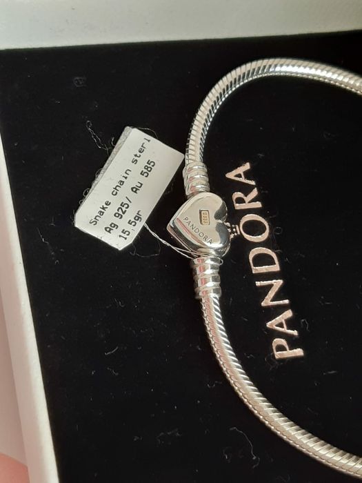 Oryginalna bransoletka Pandora zapiecie serce tt - 20cm