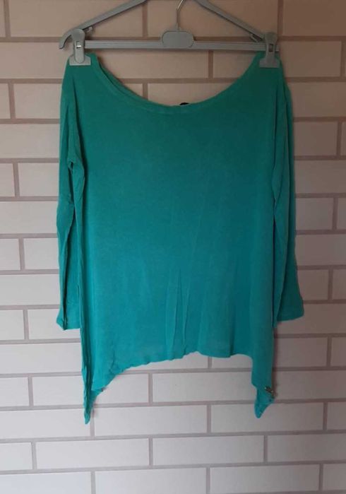 Zielony cienki sweterek top bluzka z długim rękawem rozmiar L / 40-42