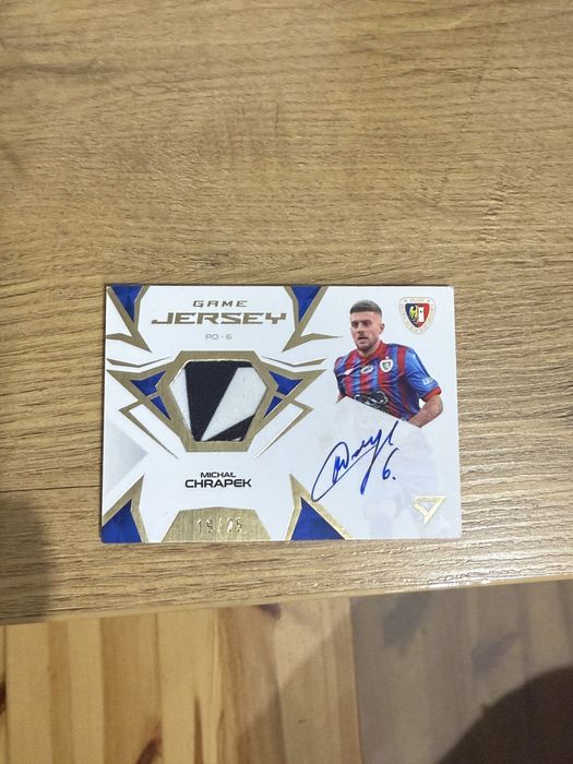 Michał Chrapek Auto+Game worn jersey 19/25 Piast Gliwice limit. Karta