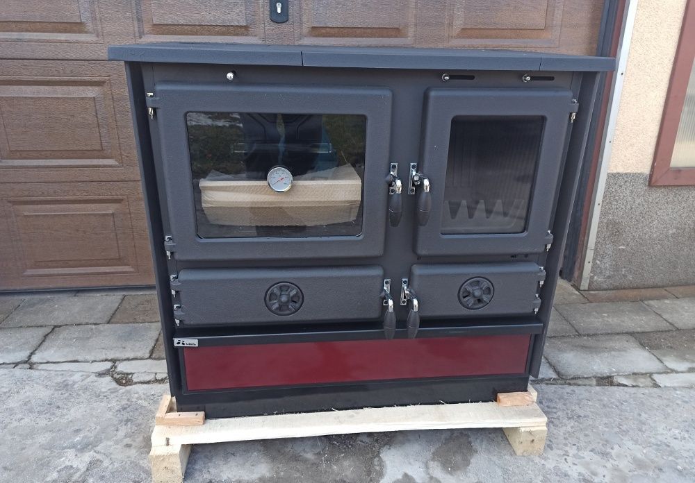 Magnum kuchnia żeliwna z piekarnikiem, wiśniowa, prawa