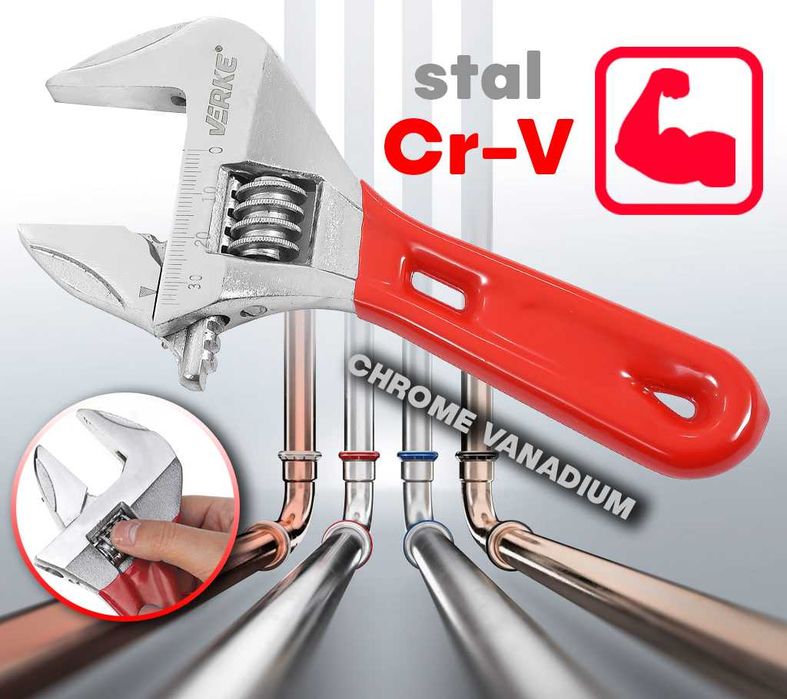 Klucz nastawny krótki  szwed do rur hydrauliczny francuz 160 mm Verke