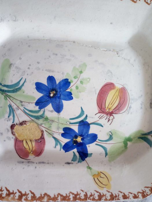 TRAVESSA Oitavada "Ratinho", antiga decoração com flores