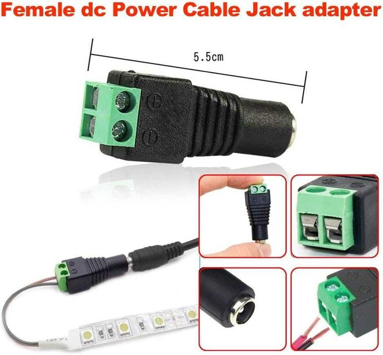 Adapter - Przejściówka Złącza Zasilania DC 5,5mm x 2,1mm |8SZT