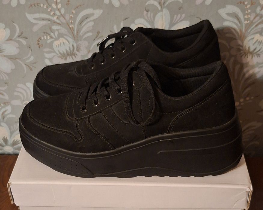 YOX Черные Замшевые Кроссовки на Платформе! ГЕРМАНИЯ!
