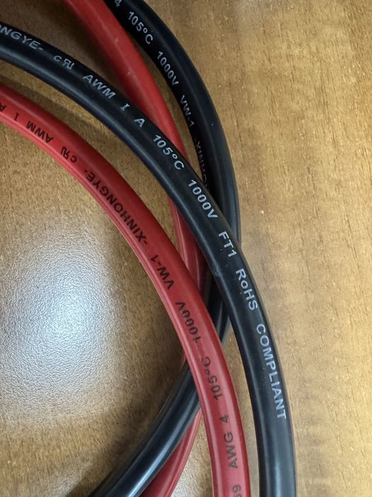 AWG 4 Силіконові кабелі до инвертора та акумулятора Deye