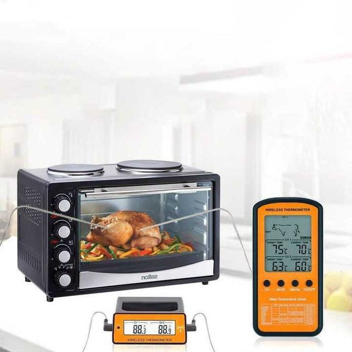 Bezprzewodowy TERMOMETR DO GRILLA wędzarni 2 SONDY czytelny kuchenny