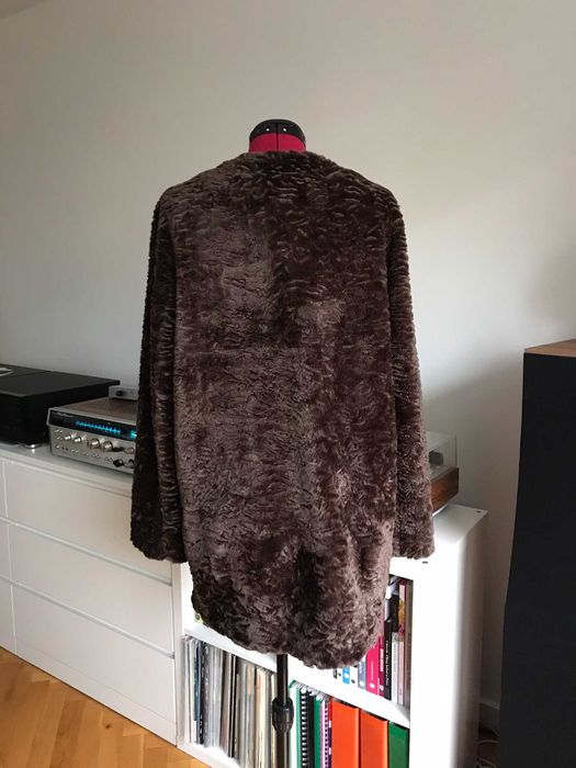 Brązowe futro płaszcz karakuły Scapa 38/40 classic faux fur coat