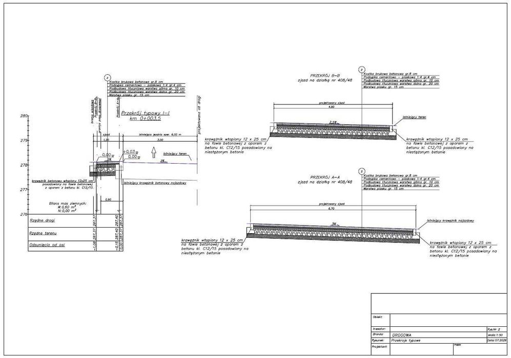 Projekt zjazdu, parkingu, organizacja ruchu, operat wodnoprawny