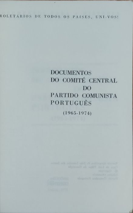 Documentos do Comité Central 1965/1974 ®1975