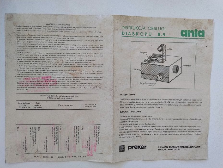 Diaskop - Rzutnik B9