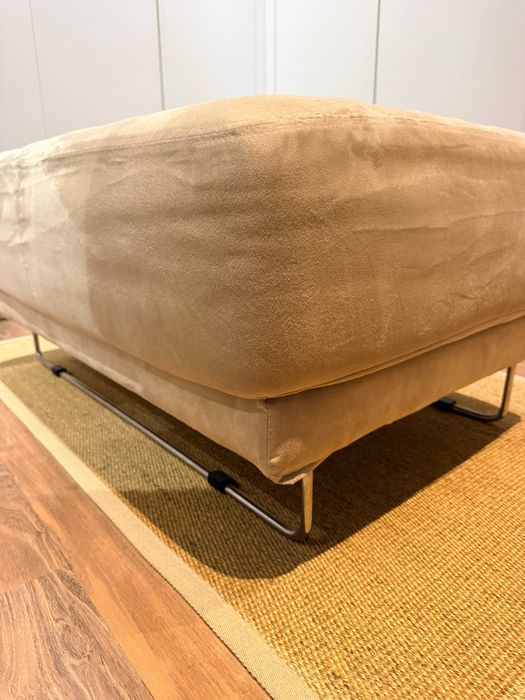 Banqueta / Puff Grande Estofado Bege, 90 × 60 cm