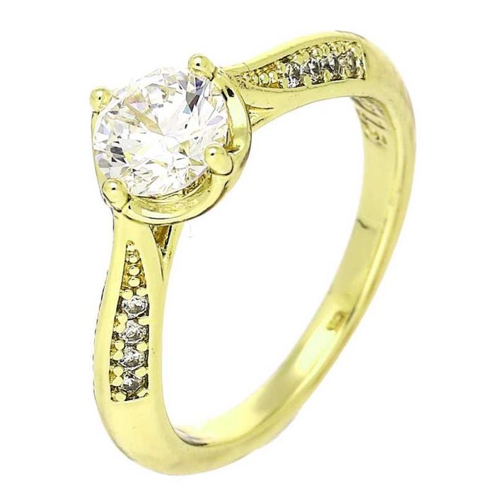 89217 Pierścionek pozłacany 14K średnica 18 mm "brylancik" z cyrkoniami