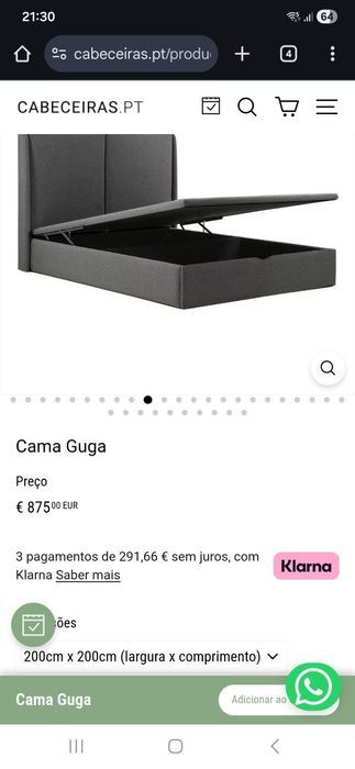 Cama Guga 200x200 cm + Colchão Emma Excelente Estado