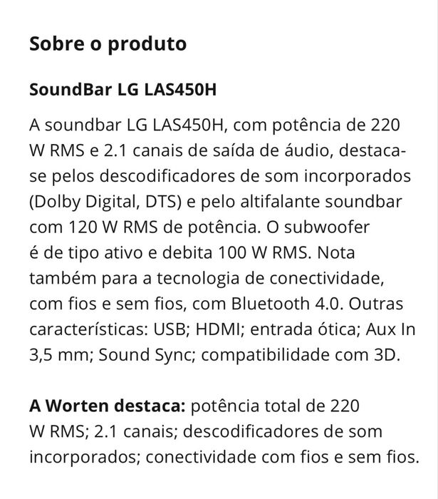 Barra de Som LG LAS450H