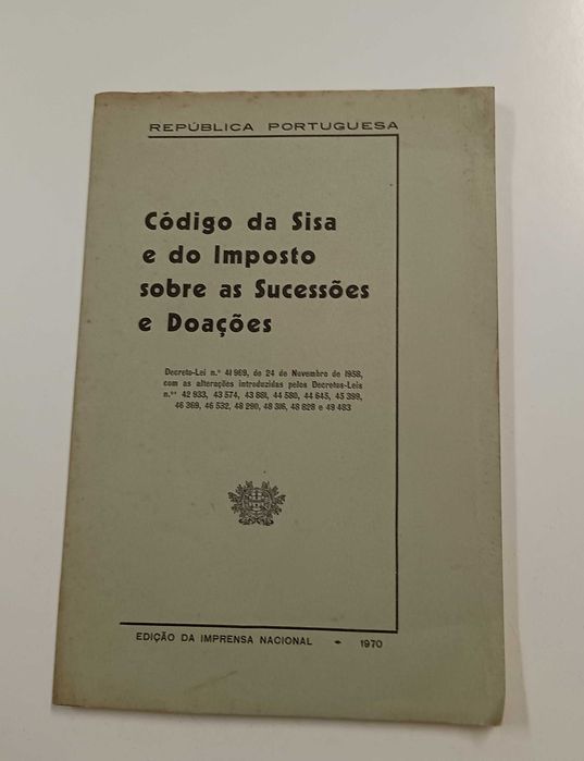 Código da Sisa e do Imposto sobre as Sucessões e doações