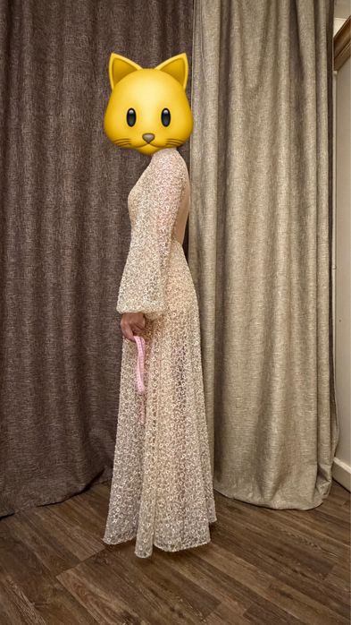 Сукня з бісером, бежева