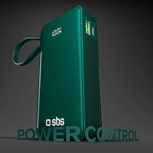 Powerbank SBS 10000 mAh 20W z wbudowanym kablem USB-C i wyświetlaczem