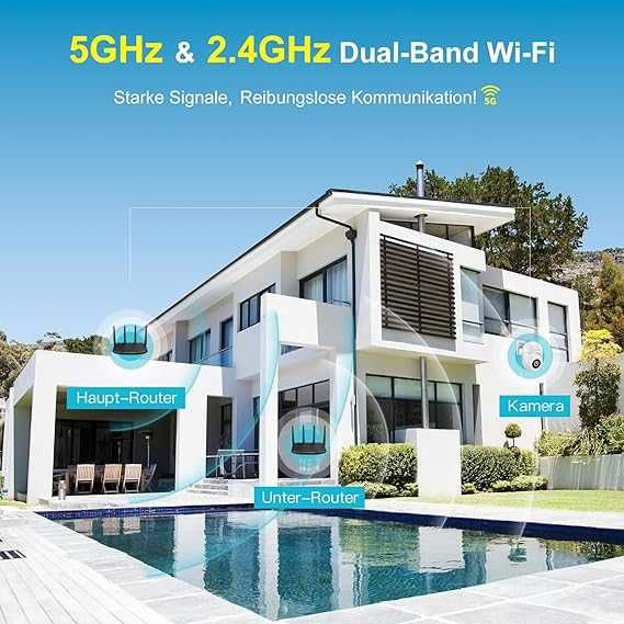 Kamera zewnętrzna 2.5K 4MP Z Wifi 2,4 G/5G ochrona 360° alert ruchu