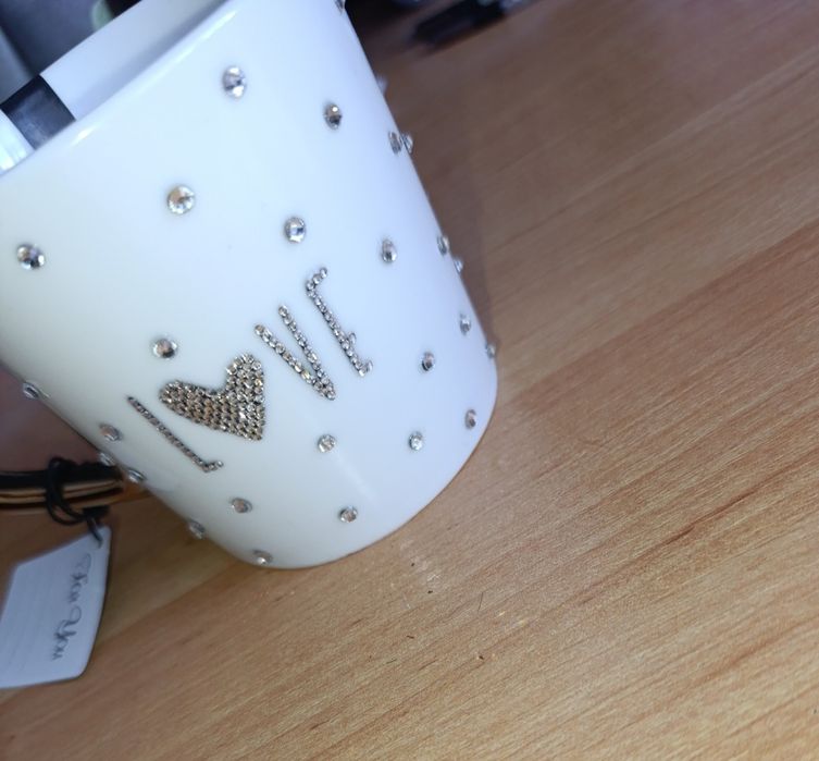 Piękny Kubek Ambition Love. Porcelana. Inkrustowany.Hand Made