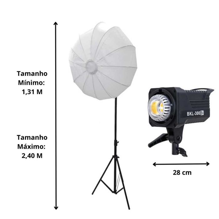 Soft Box Luz de 120W para Fotos e Vídeos com Globo Articulado e Tripé