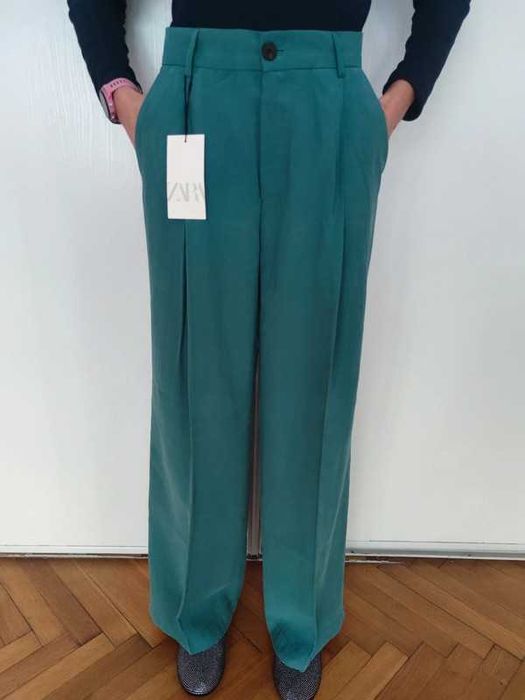 ZARA Szerokie spodnie z wysokim stanem Szwedy Kuloty 36 S Modal NOWE