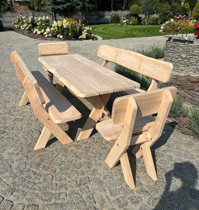 Meble ogrodowe drewniane solidne olchowe komplet OD REKI