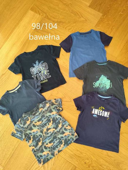 Zestaw 6szt koszulka z krótkim rękawem/ T-shirt 98/104 bawełna