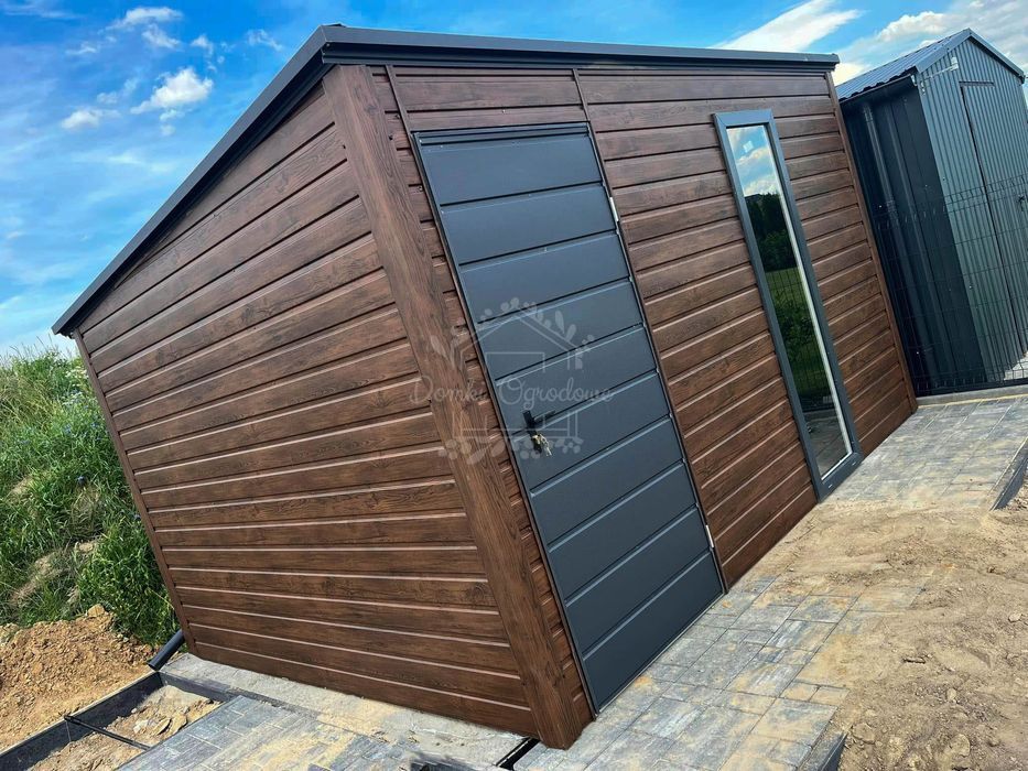 Schowek Domek Ogrodowy 3,5x2,5m  Okno Drewnopodobny spad w tył  ID702