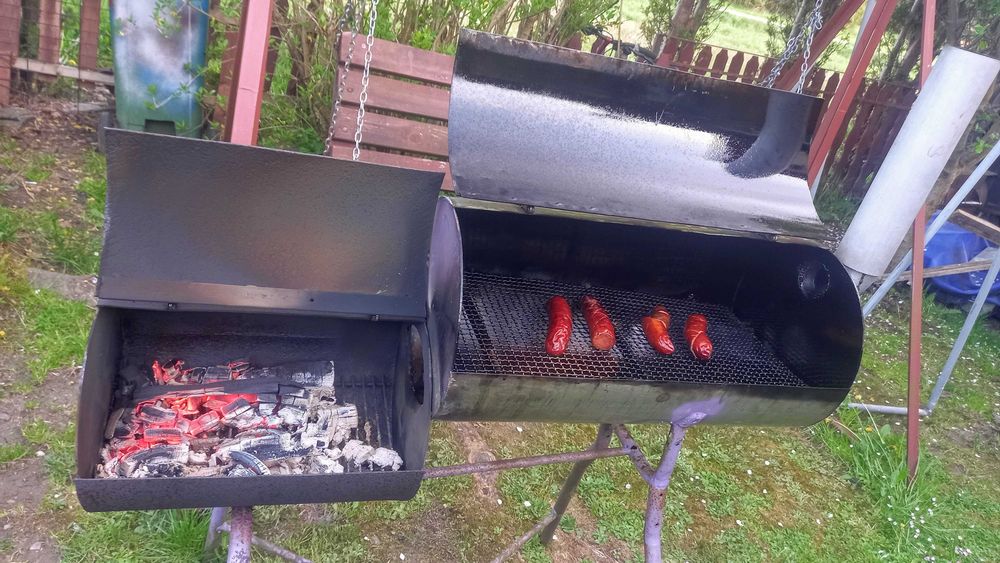 gril ogrodowy 2w1 wedzarnia ze stali nierdzewnej