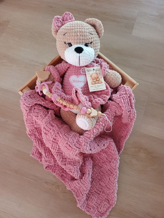 Ręcznie robiony miś szydełkowy mięciutki personalizowany handmade