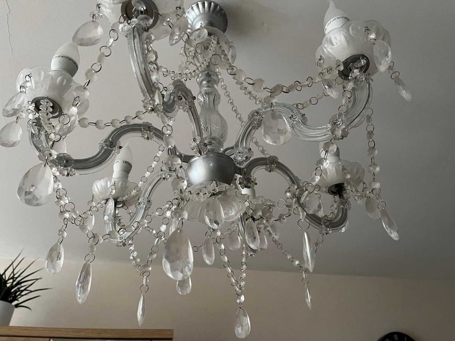 Lampa żyrandol glamour typ kryształowy, chrom do salonu, sypialni