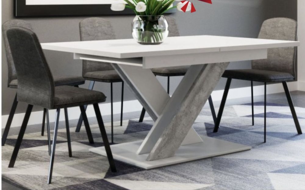 Mesa de Jantar Branca / Cinza