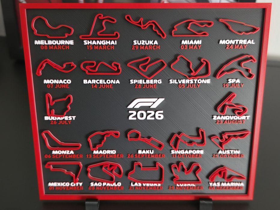 Calendário 2026 Fórmula 1 3D