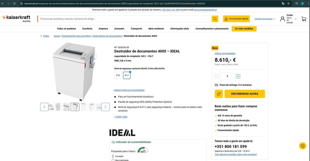 Destruidor de documentos - IDEAL 4005 CC
