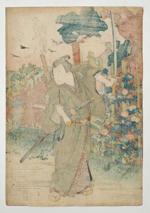 Hokuei – samuraj aktor – japoński drzeworyt 1832 nie Hokusai/Hiroshige