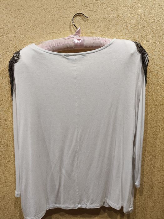 Лонгслив белый с длинным рукавом, женский, нарядный