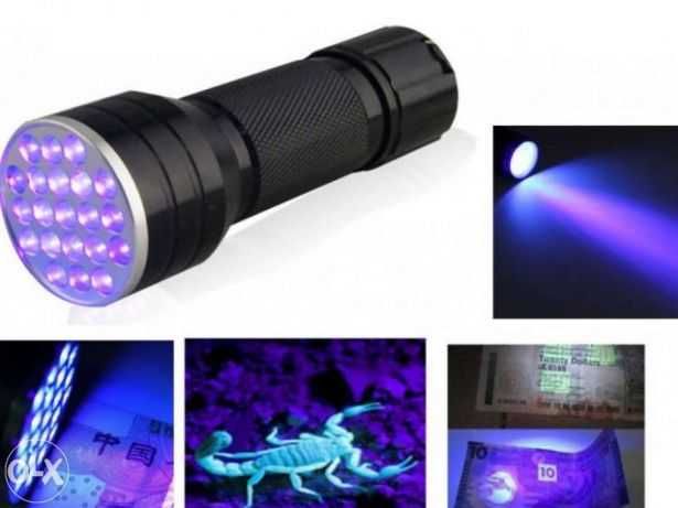Lanterna led UV ultra violeta luz negra + adaptador aaa 21 leds geoca