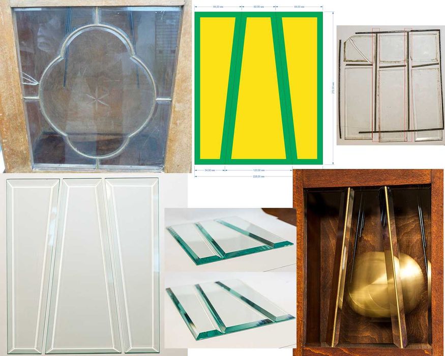 Циферблат настенных старинных часов, короны, шильдики, фацет - 3