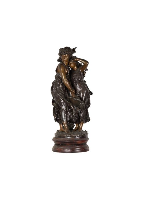 Escultura Bronze Proteção Mulheres, François Moreau, Século XIX