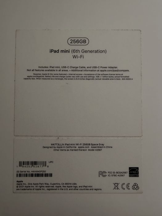 Ipad mini 6 256gb wifi (Space gray)