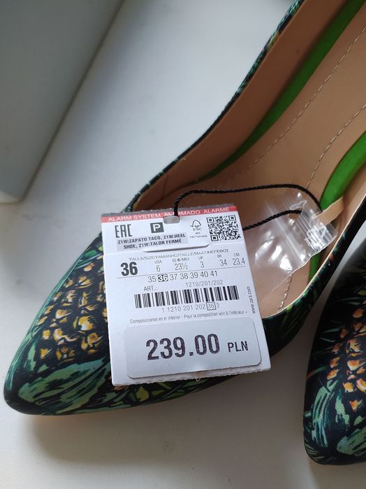 ZARA szpilki czółenka zielone, obcas, 36 Warszawa Praga