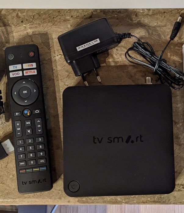 TELEWIZJA box TV Smart 4K - AndroidTV 14, dekoder DVBT2 HEVC, kodek AV1