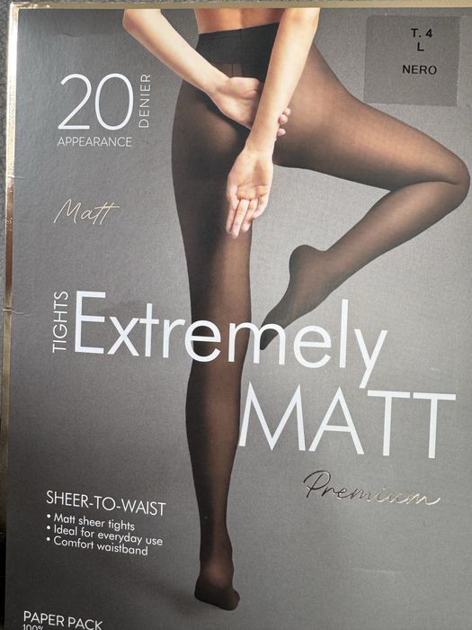 Calzedonia Premium rajstopy czarne extremaly matt L