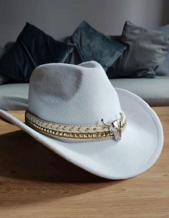 Kapelusz biały kowbojski sztywny kowboj wild west