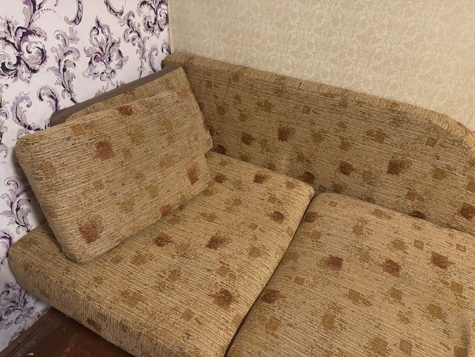 Компактна розкладна канапа-ліжко з нішею для білизни