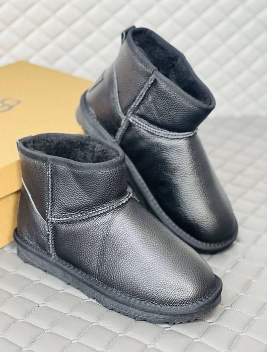 Кожаные мужские угг мини на шерсти IGG mini leather