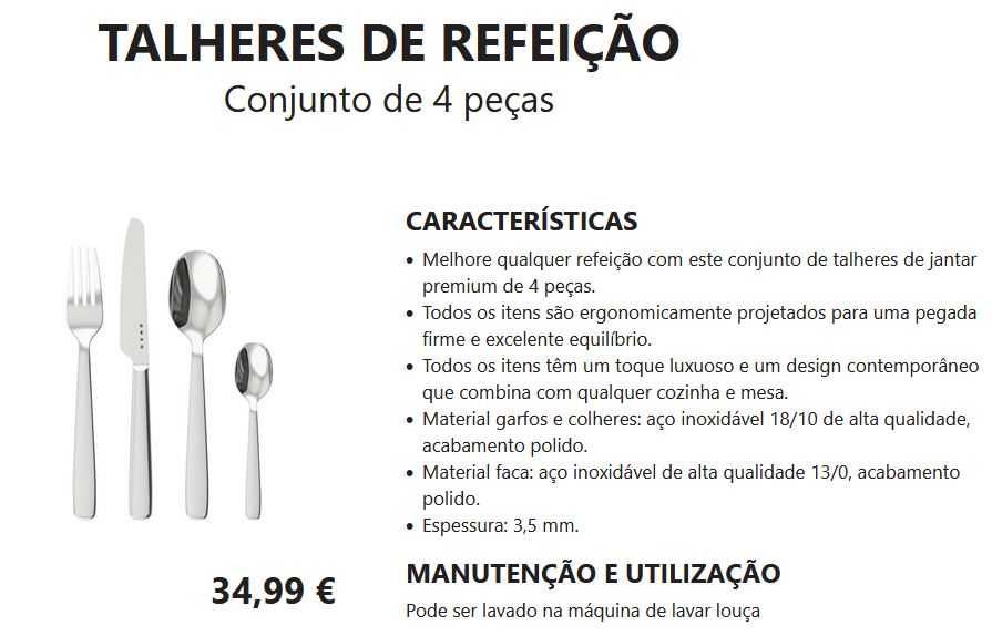 Talheres de refeição SMEG (novos)